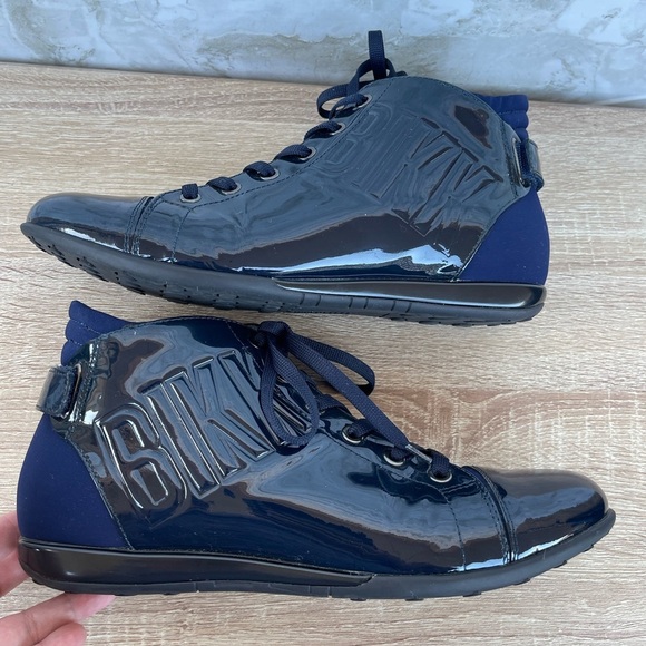 Bikkembergs Navy Patent Leather High Top Sneakers Streetwear size 40/ 9.5 - Picture 8 of 11